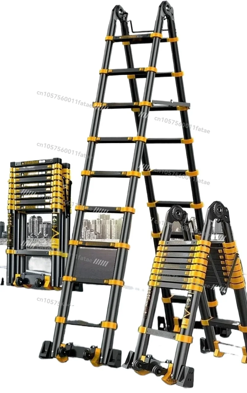 

Home Elevating Straight Ladder Herringbone Staircase,Aluminum Alloy Thickened Telescopic Ladder Portable Engineering Folding