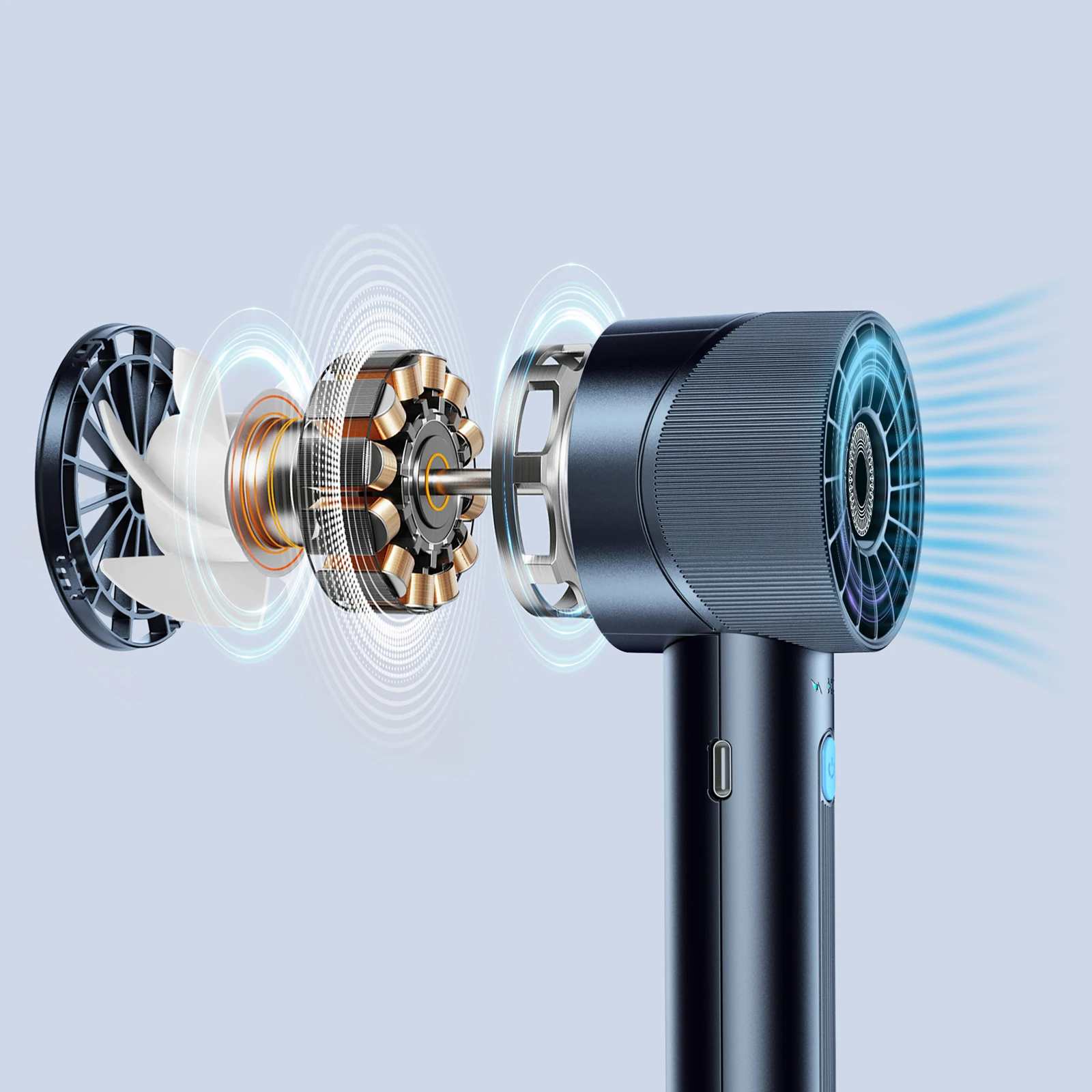 مروحة محمولة صغيرة محمولة - مروحة رقبة قابلة لإعادة الشحن عبر USB 4 سرعات، بطارية 2600 مللي أمبير في الساعة مع وقت تبريد 16 ساعة، شخصية خفيفة الوزن