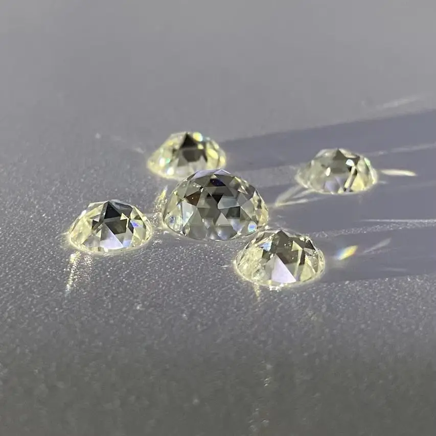 

6.5mm Round Flatback Rose Cut Moissanite Diamond Gemstones For Jewelry Making