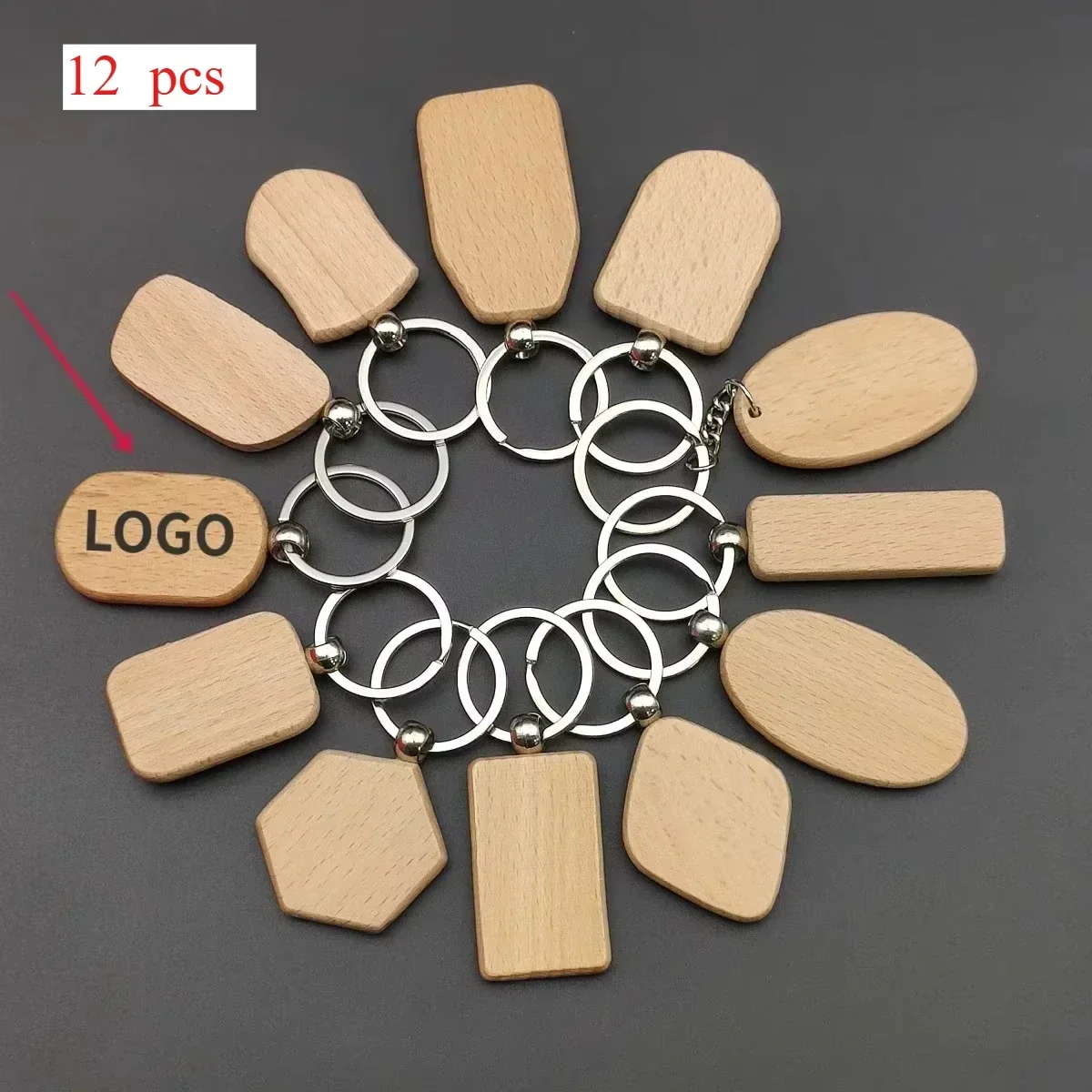 Custom Round Wooden Keychain ID Tags Laser Engraved Words Blank Round Wooden Key Chain DIY Beech Wood Keyring Key Tags Gifts