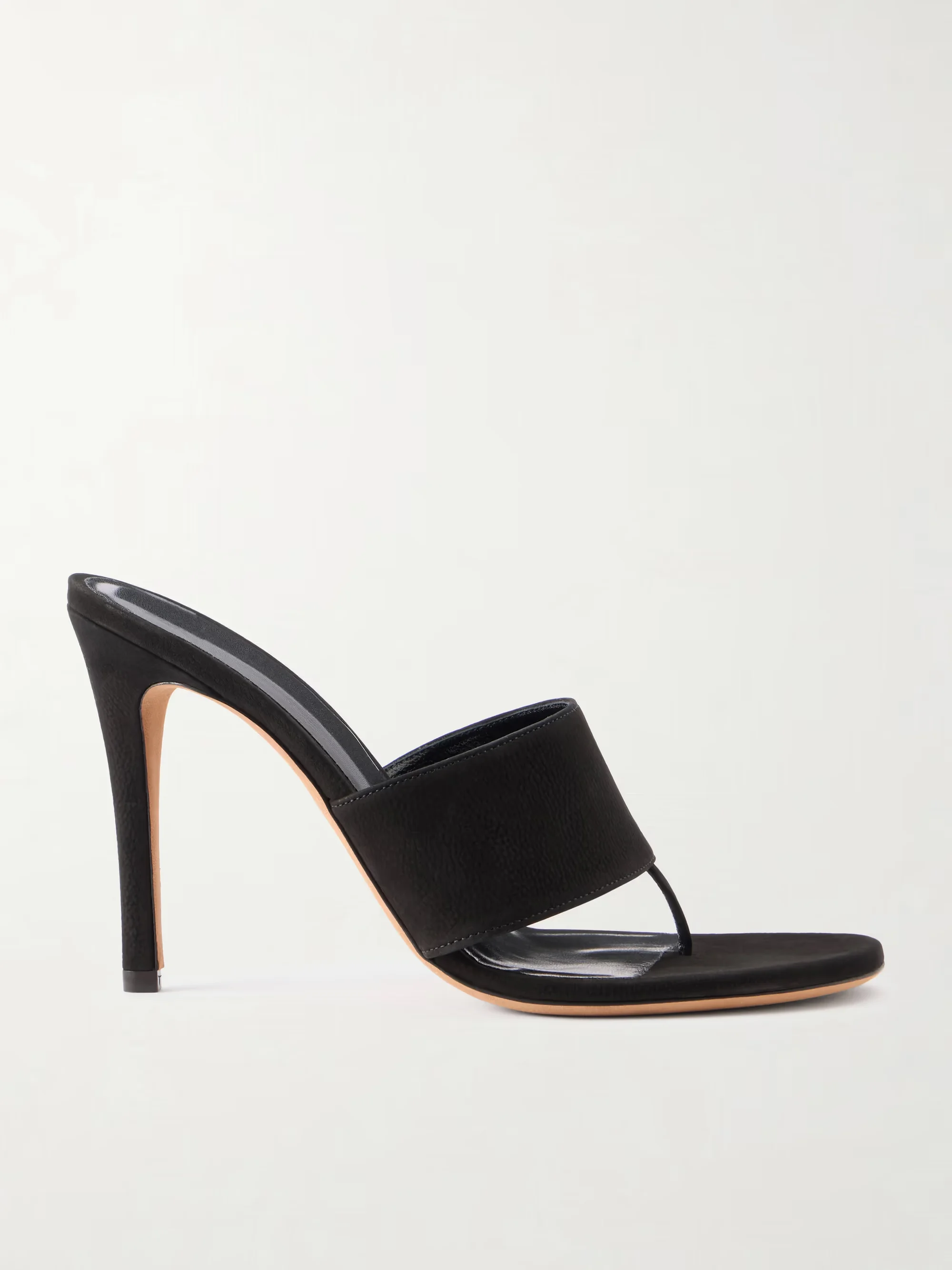 Black leather thong sandals for women summer new in Khaki high heels luxury designer causal dress sexy soft slippers on offer view 2