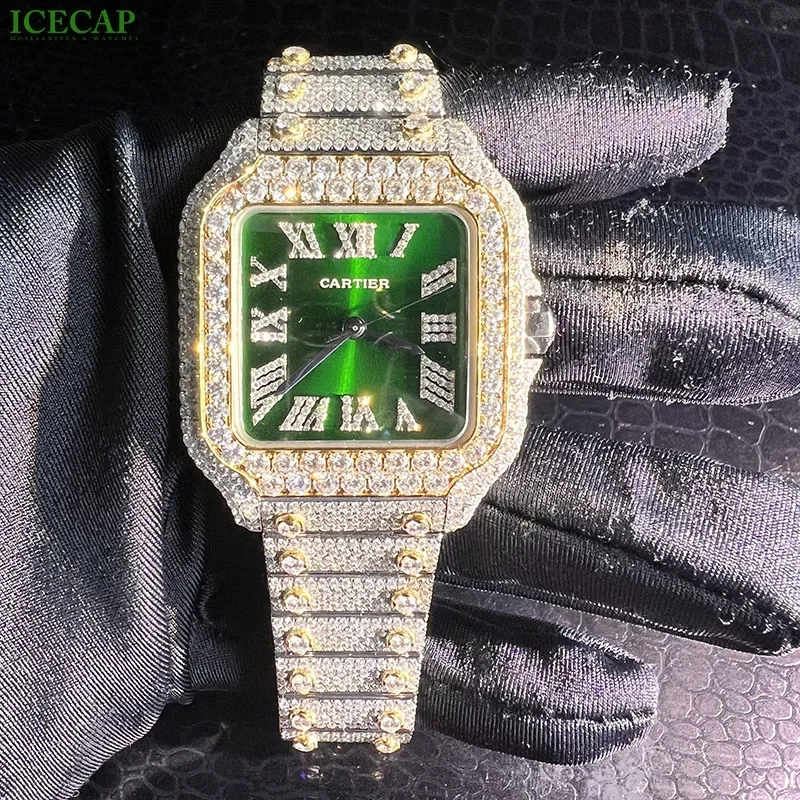 Custom Fine Jewelry Luxury White Full Diamond Watch Hip Hop Iced Out VVS Moissanite Mechanical Watches For Men Women