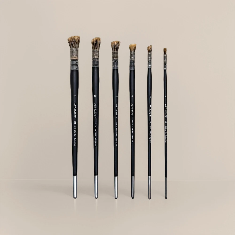 

Artsecret Professional Oil & Acrylic Slant Painting Brush Badger Hair Wooden Handle Art-Tool Stationery For Aquarelle 685S