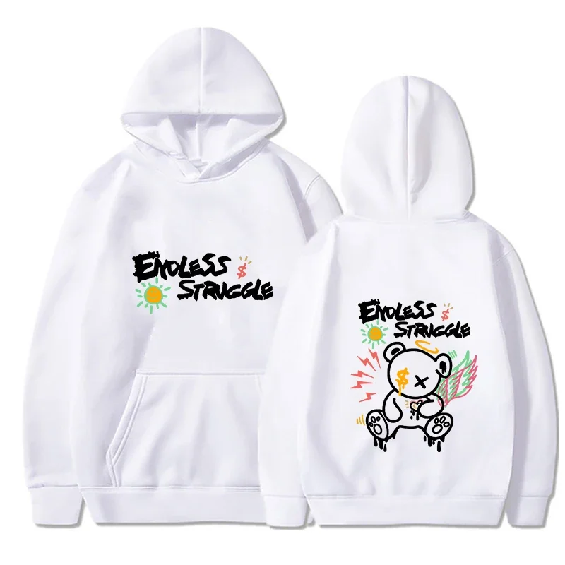 New Streetwear Women's Sweatshirts Endless Struggle Graffiti Bear Printed Hoodies Women Men Fashion Loose Casual Pullover Hoody