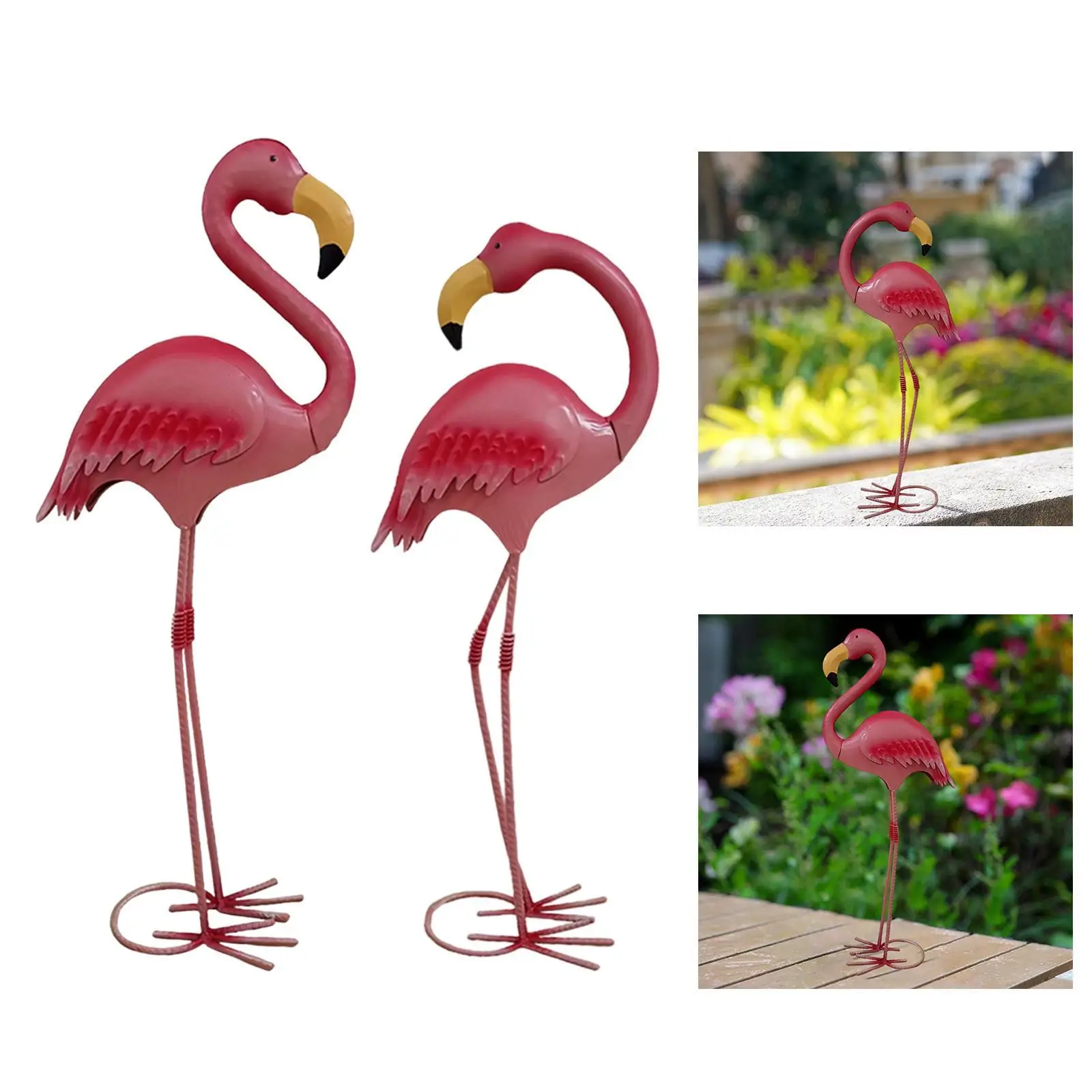 

Garden Statue Metal Yard Art,Flamingo Sculpture Multifunctional Craft Animal