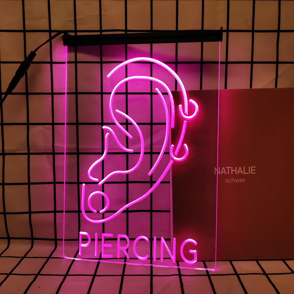 Piercing Beauty Shop-Retro LED Neon Sign Home Decor with Vintage Plaques and Posters for Room Office Farmhouse