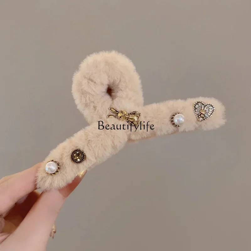 

High-Grade Rabbit Plush Barrettes for Women, Large Updo