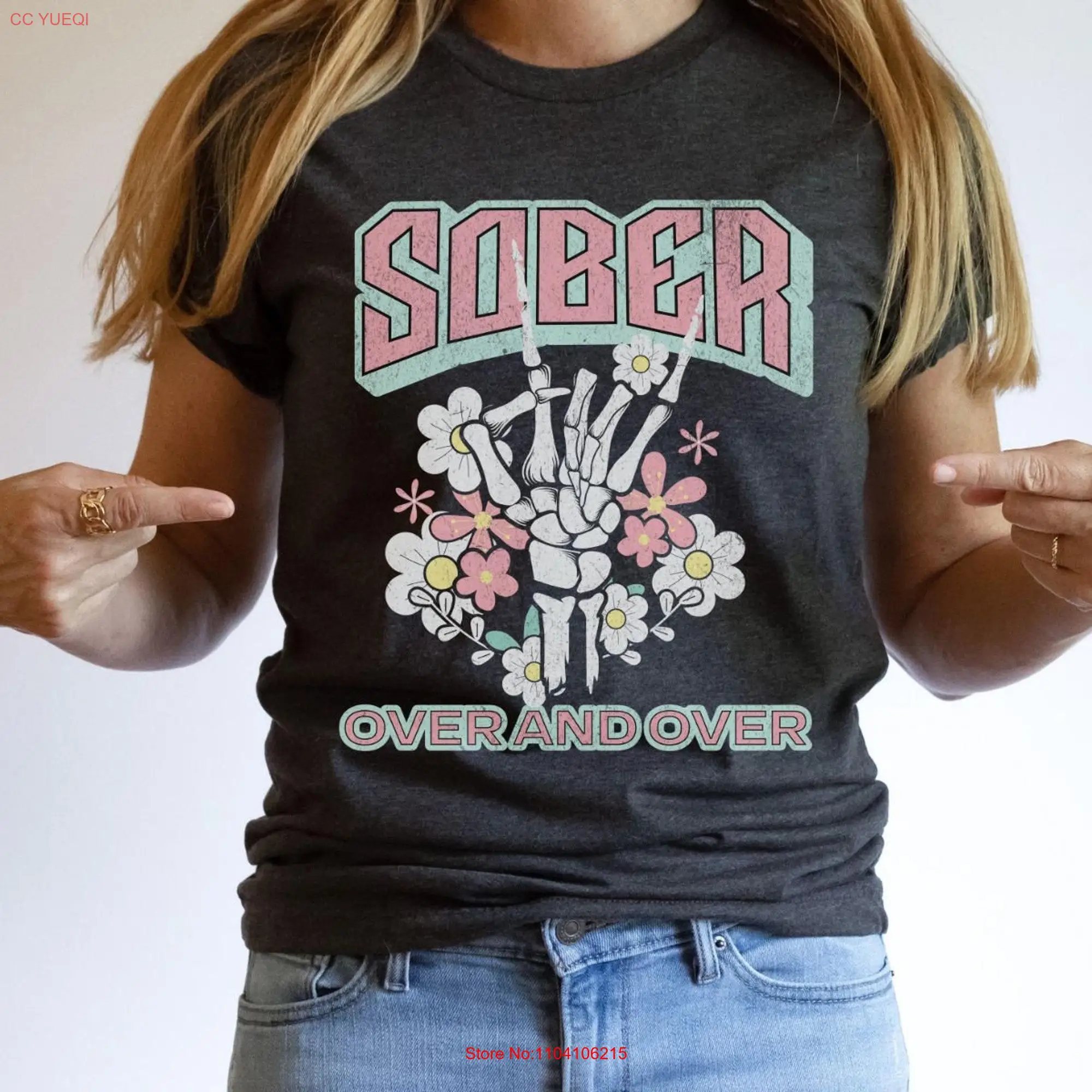 Sobriety T Shirt Women Sober for AF Recovery AA long or short sleeves