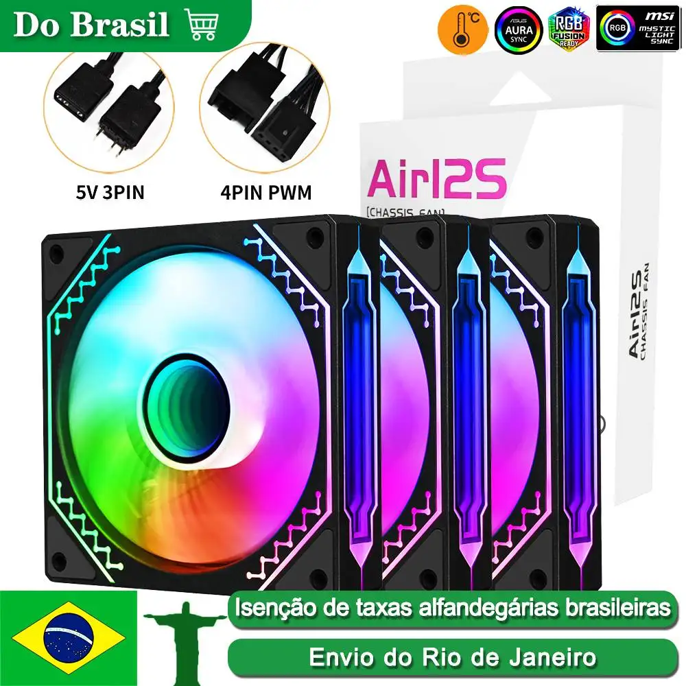 Aigo AIR12S Case Fan Gabinete  Gamer Pc gaming 120mm 3pin5v Argb 4pin PWM CPU Water Cooler Air Cooling Fans Rgb 12cm Ventilador