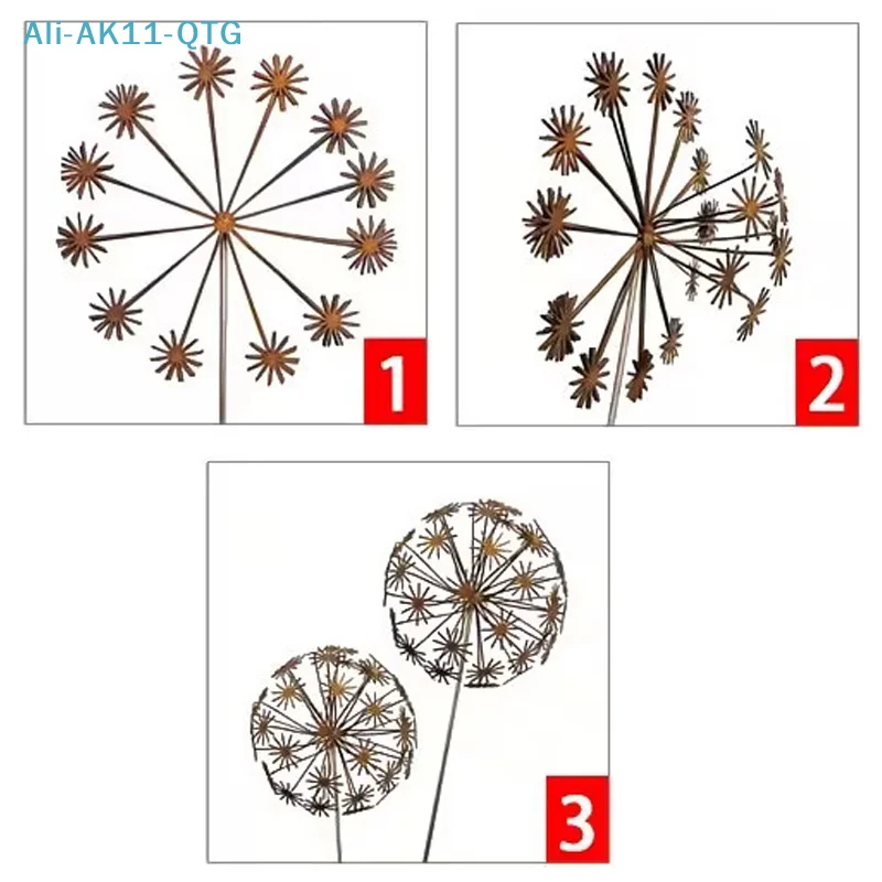 New NEW Vintage Metal 3D Dandelion Garden Sculptures Dandelion Garden Stake Decoration Metal Outdoor Sculpture Outdoor Decor