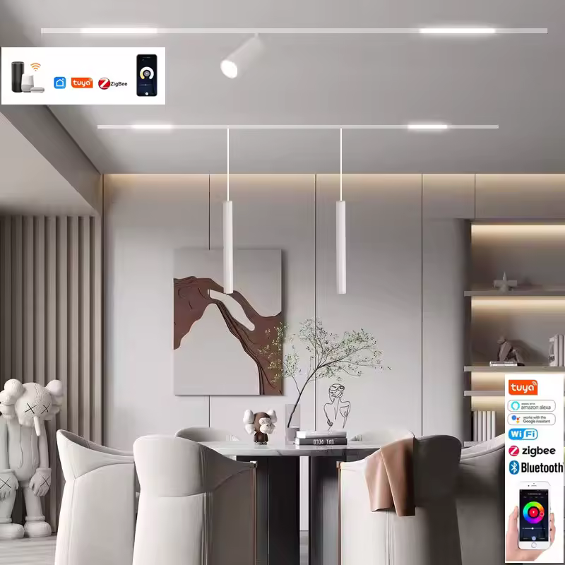 תאורת מסילה מגנטית חכמה Zigbee Tuya LED CCT ניתנת לעמעום, מנורת צבע 2MQTT, תואמת Home Assistant, Alice, Alexa, 48V, תאורת תקרה, ספוט למסילה