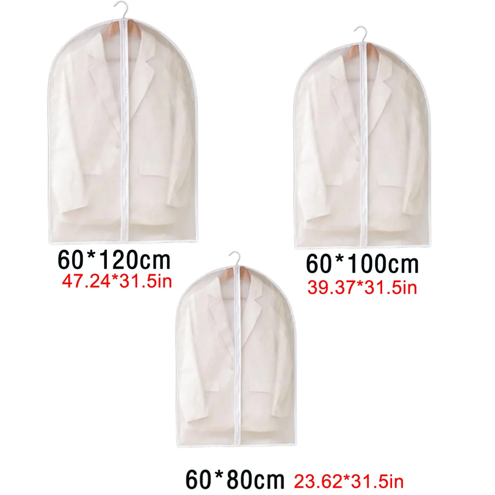 Dust Proof Garment Protector Cover Bag Fully Enclosed Clothes Cover with Zipper Clothes Bags Hanging Durable Storage Bag 5PCS