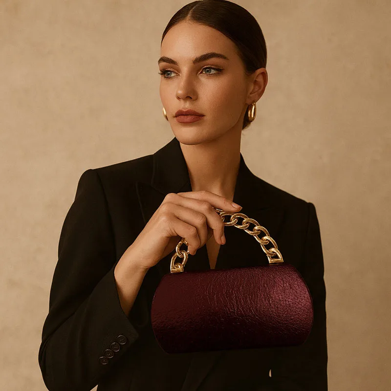 Luxury Gold Metal Buckle Box Clutch Fashion Women's Evening Bag Party Banquet CrossbodyBag Half Moon Wedding Purses Party Tote view 3