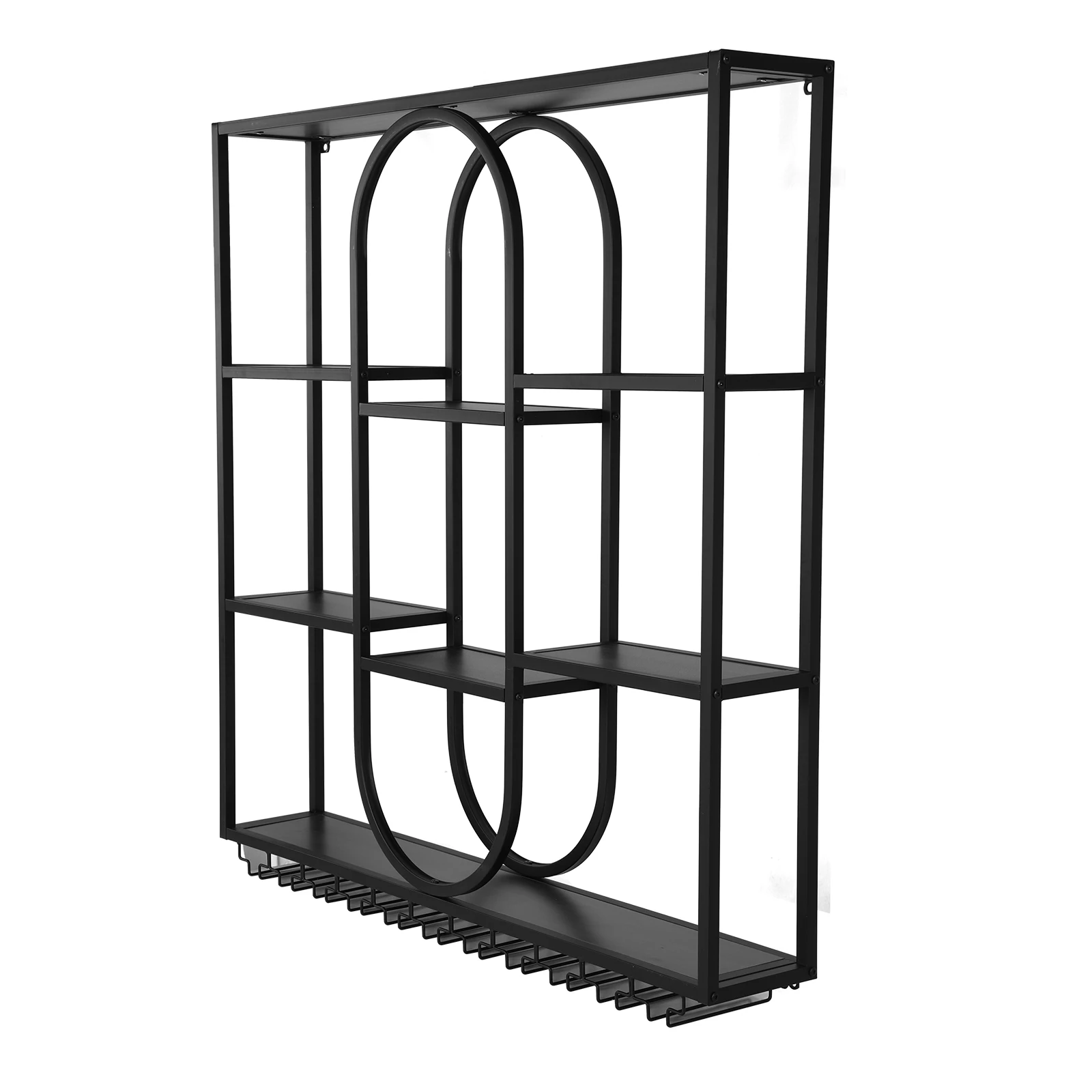 

Металлическая винная полка на 47 дюймов, 3-ярусная, с держателями для бутылок и подвесными стаканами, настенная, для домашнего бара, кухни, столовой