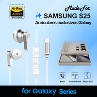 For Samsung Headphone HiFi Surround Sound In-ear Noise Cancelling Music Type C 3.5mm Wired Earbuds For Galaxy S25 S24 S23 Ultra