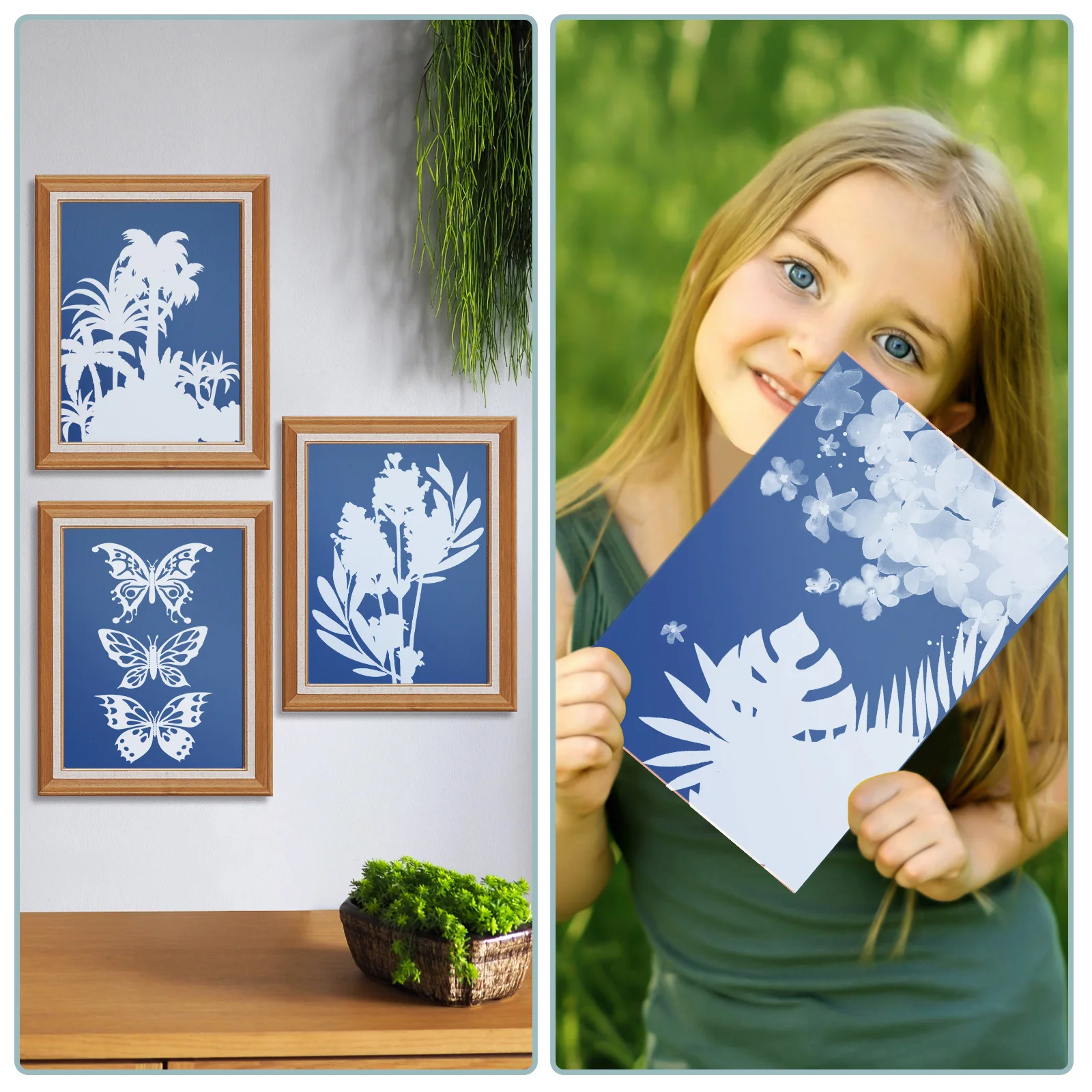 

Cyanotype DIY Material Handmade Floral Paper Manual Papers Natural Fiber Printing Kit Child
