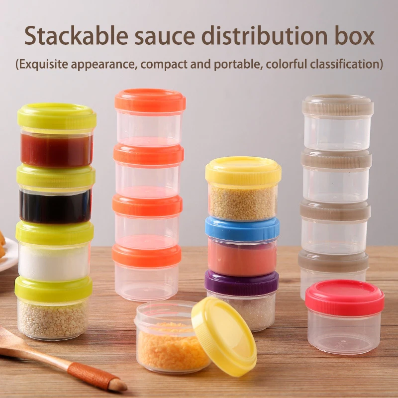 4 Stück 35ml Plastik-Salatdressing-Behälter mit Drehverschluss-Deckeln Tragbare Sauce- und Gewürzbehälter Lunchbox-Zubehör