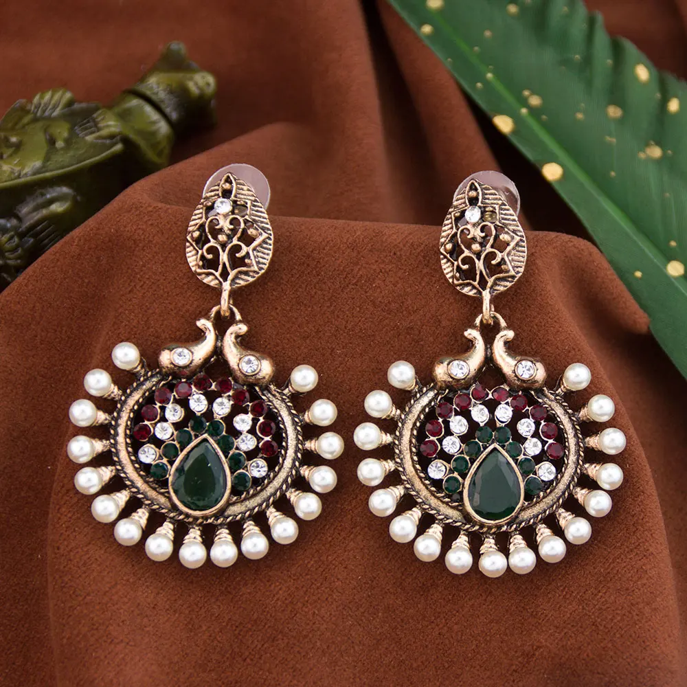 Sunspicems Retro Gold Color Indian Earring For Women Ethnic Bohemia Wedding Jewelry Traditional Egyptian Vintage Dangle Earrings