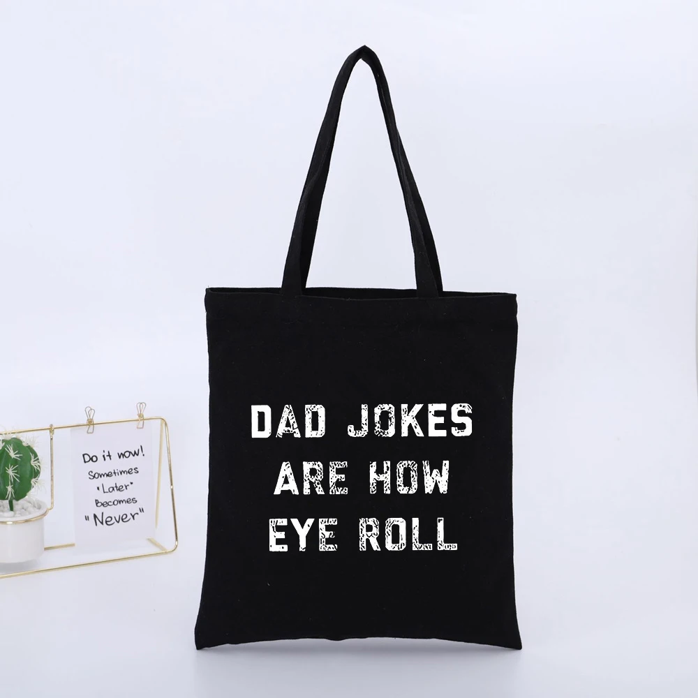Dad's Slogan-Style Letter Print Canvas Tote Bag, Casual Daily Shopping and Weekend Outings