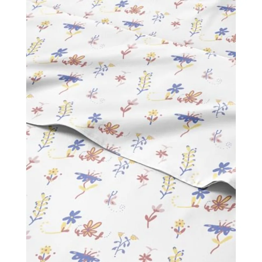 

Floral Sheets - Butterfly Floral Bed Sheet Set - 1 Flat 1 Fitted and 2 Pillowcases w/ Deep Pockets - Wrinkle and Fade Free Boho