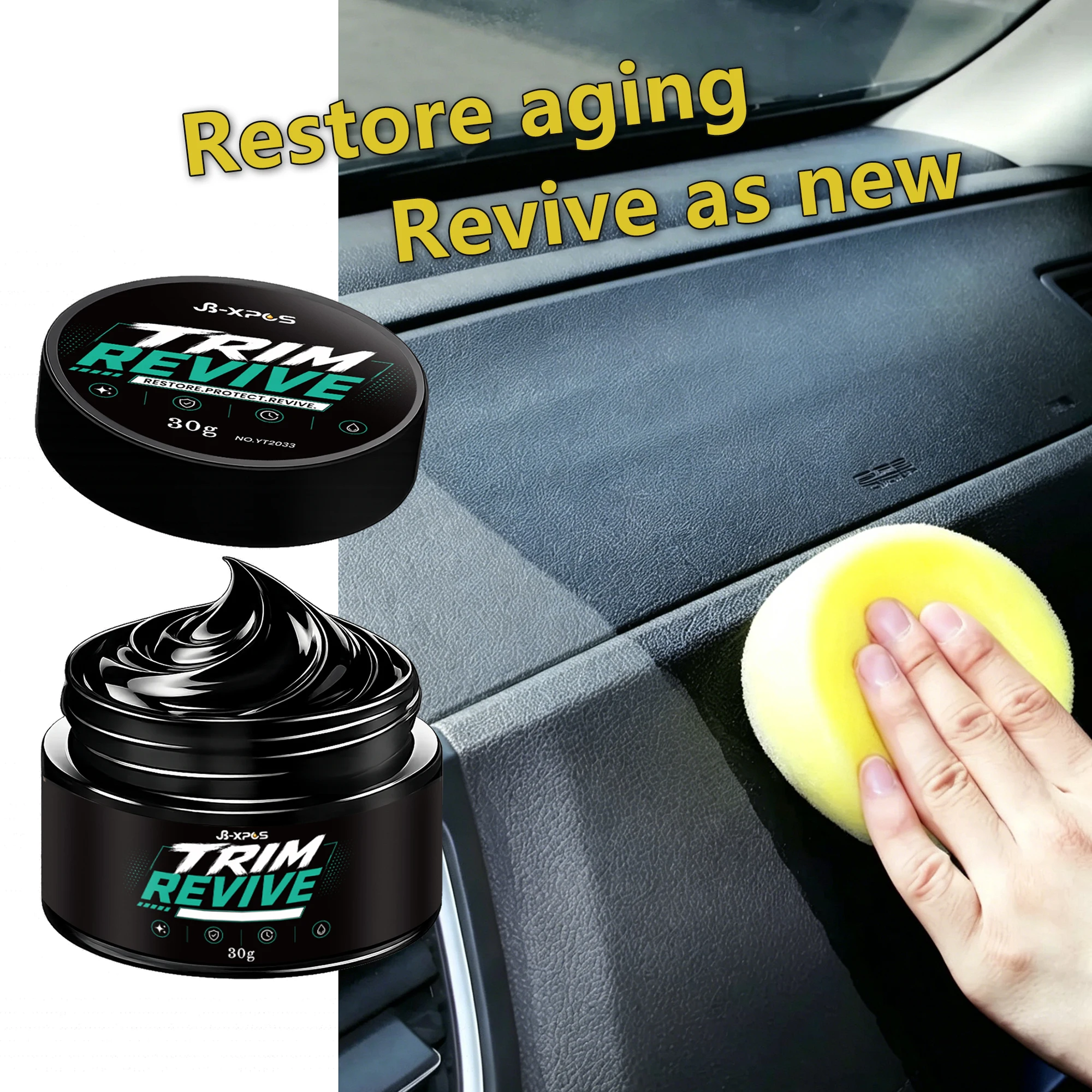 Car Plastic Leather Restorer Paste Bumper Trim Faded Revive Deep Shine Waterproof UV Coating Anti-Fade Long-Lasting YT2033