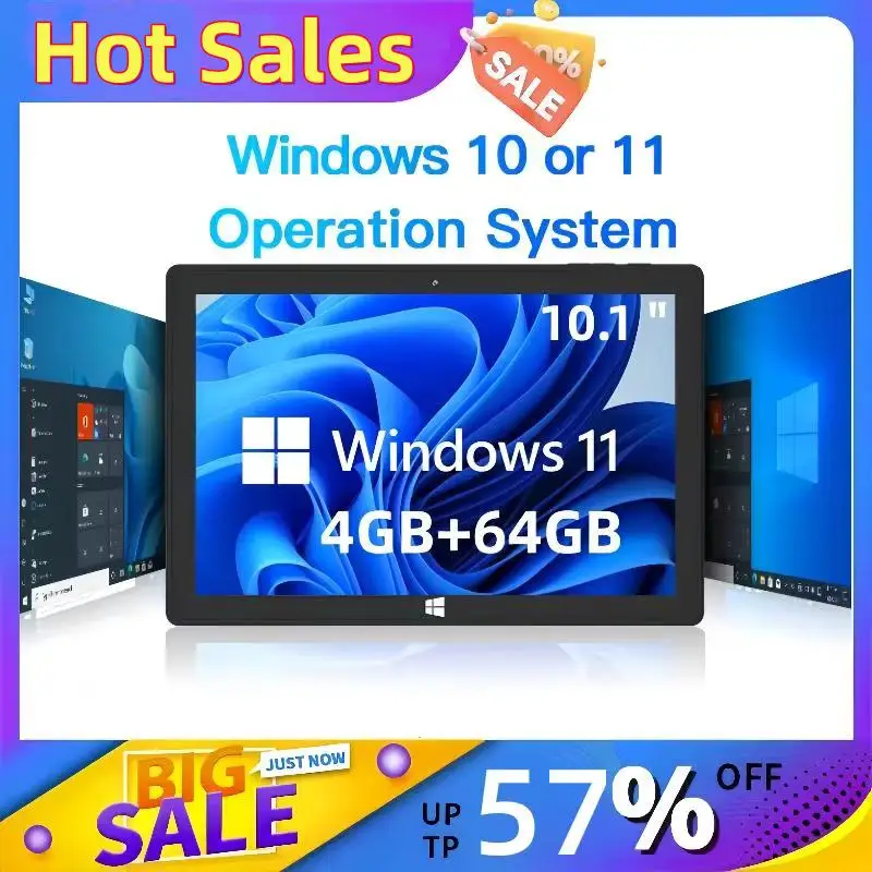 4GB DDR3 RAM 32GB/64GB ROM 10.1 INCH Windows 10/Windows 11 Tablet 64Bit Z8350/N3350 CPU 1920*1200 IPS Screen HDMI Port USB 3.0