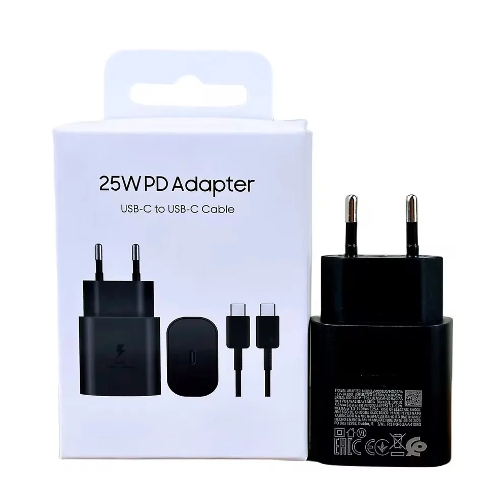 

Зарядное устройство Samsung 25W Super Fast Charge, адаптер EU для Galaxy Z Fold, Flip 3, 4, S23, S22 Ultra, Note 21, 20 Plus, A70, A90