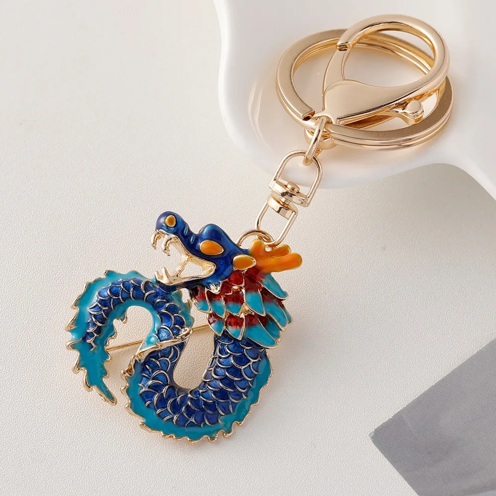 Car Accessories Year of The Dragon Keychain Fashion Handbag Accessories Gift Chinese Zodiac Dragon Pendant Keychain