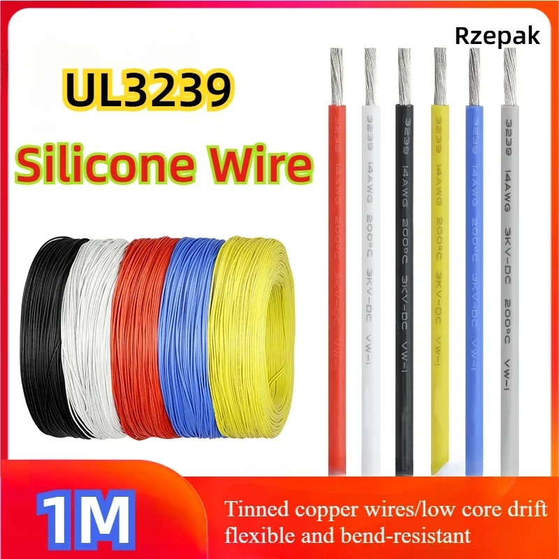 1M 14/16/18/20/22/24/26/28/30AWG UL3239 3KV Silicone Wire Insulated Tinned Copper  Electrical Cable 3000V 14 Awg Silicone Wire