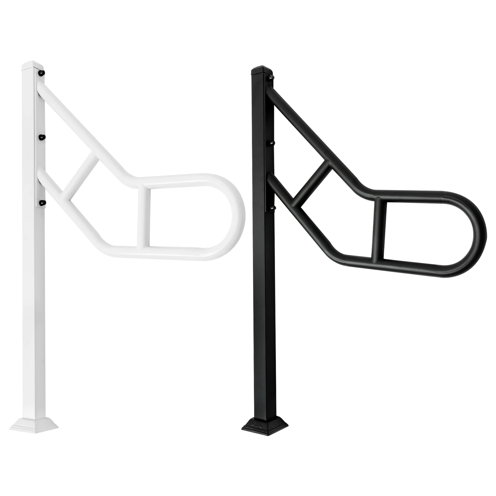 Single Post Handrail Outdoor Stair Railing U-Shaped Stepladder Grab Rails for Steps White/Black