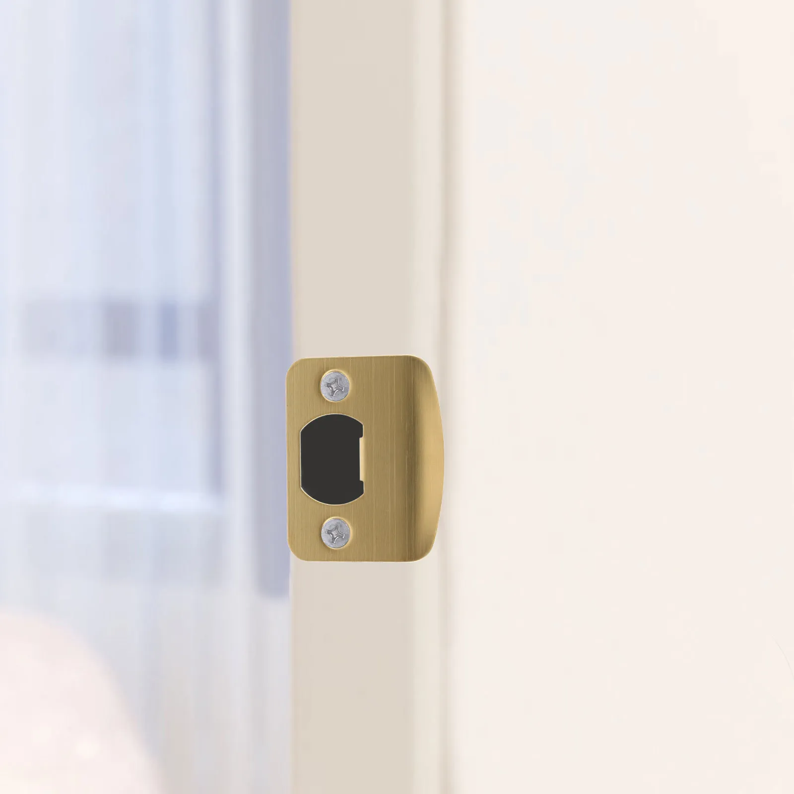 2Pcs Door Lock Tongue Buckle Plates Metal Corrosion-Resistant Strike Plates D-Shape Easy Install Wood Door Deadbolt