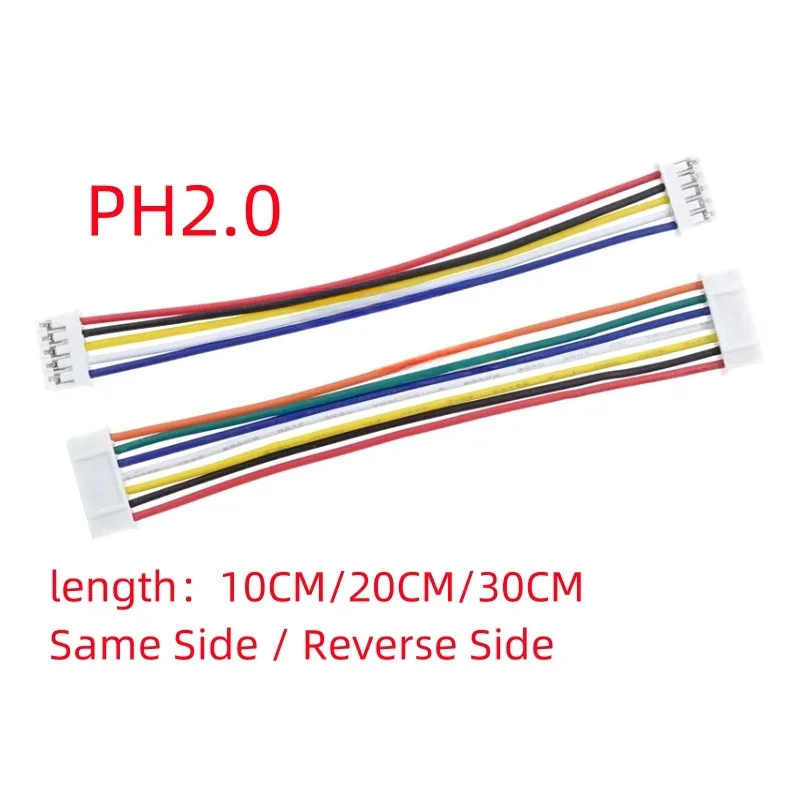 10PCS PH2.0 Electronic Wire PH 2.0mm Double Head Terminal Wire 10cm/20cm/30cm Cable 26awg Same Side / Reverse Side Connector