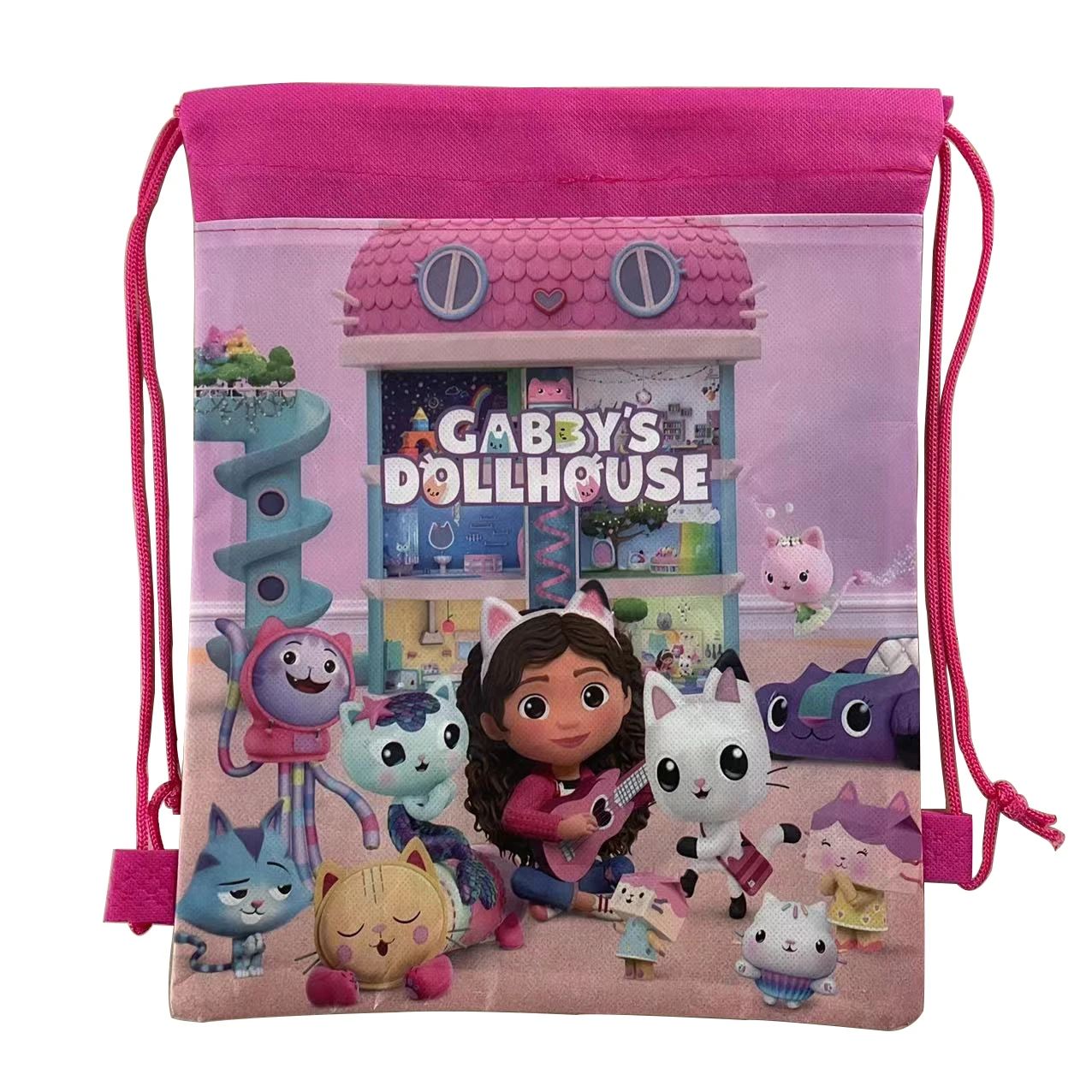 Gabby Drawstring Bag Non-woven Bundle Pocket Storage Travel Bag Storage Cloth Shopping Bag Backpack Kids Doll House Party Gift