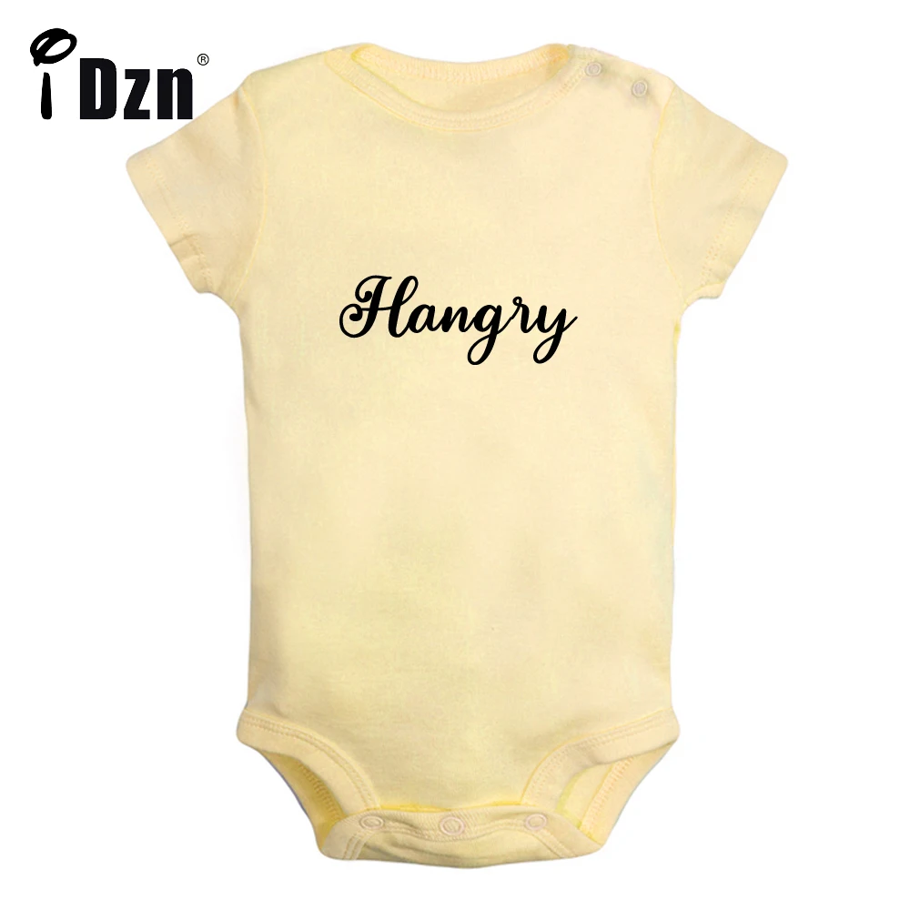 

iDzn NEW Hangry Cute Baby Boys Funny Bodysuit Baby Girls Letter Printed Rompers Infant Short Sleeves Jumpsuit Cotton Clothes