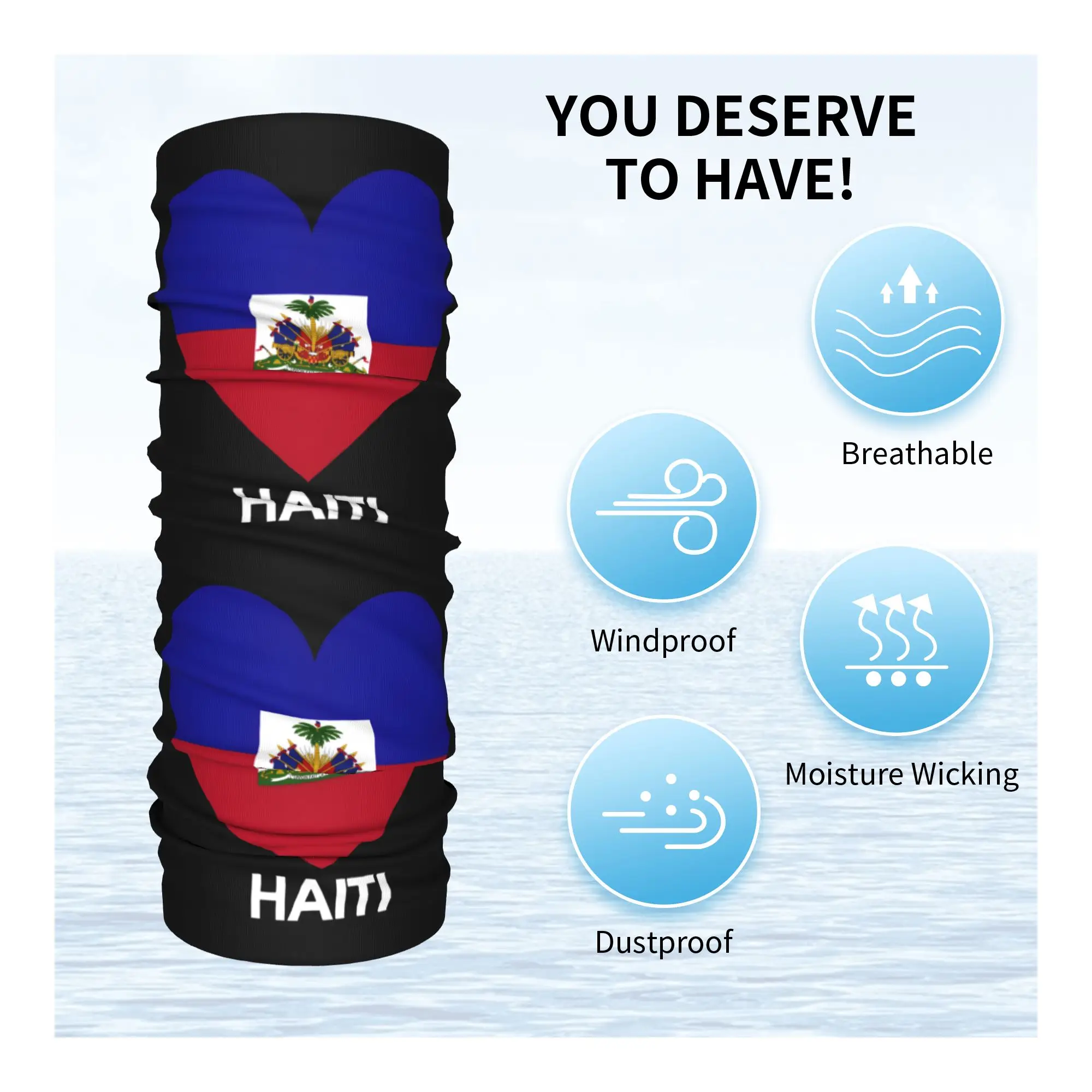 Haiti flag  Bandana Neck Cover Printed Haitian  Magic Scarf Multi-use Balaclava Outdoor Sports Unisex Adult All Season view 3