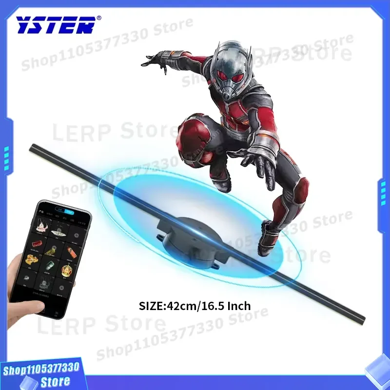 3D Holographic Fan Display LED Advertising Projector Air Hanging Stereo Visual Effect Light for Shop Window Exhibition Show