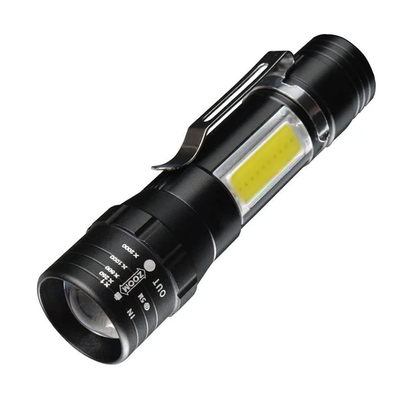

Compact LED Tactical Flashlight With Cob Sidelight USB Rechargeable Super Bright Waterproof Camping Emergency Small Torch