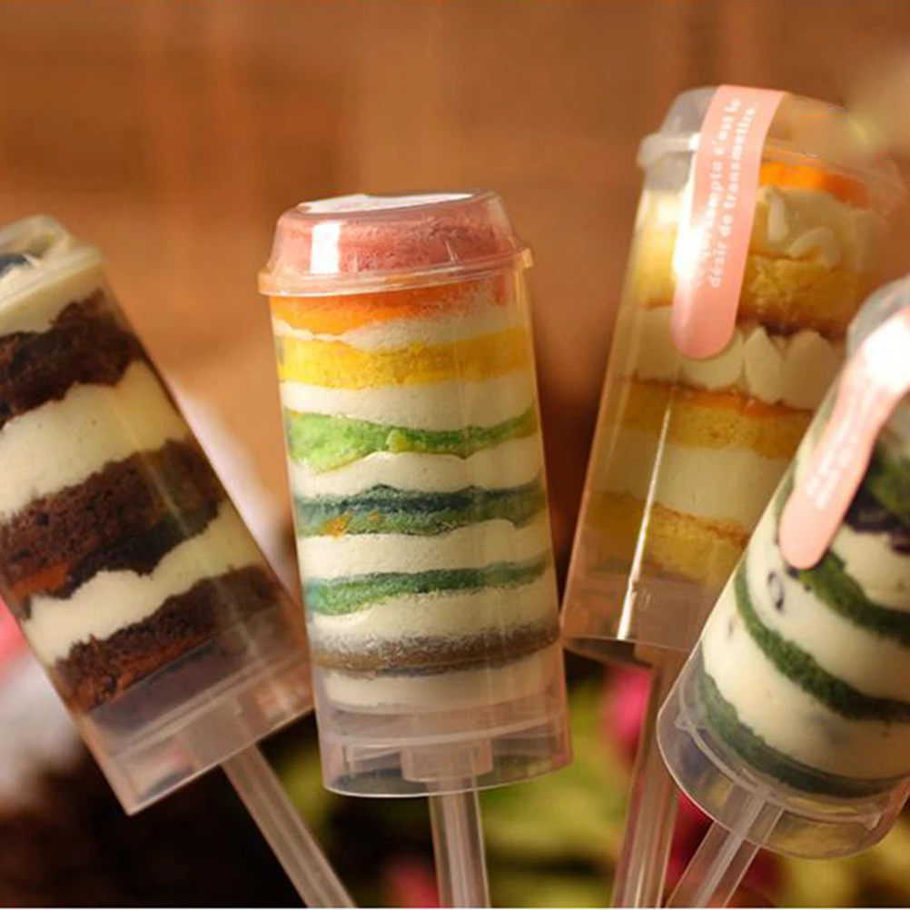 

24pcs Pushable Cake Holders Round Shape Clear Plastic Leak Proof Reusable Food Safe Containers Cake Tools Decorations