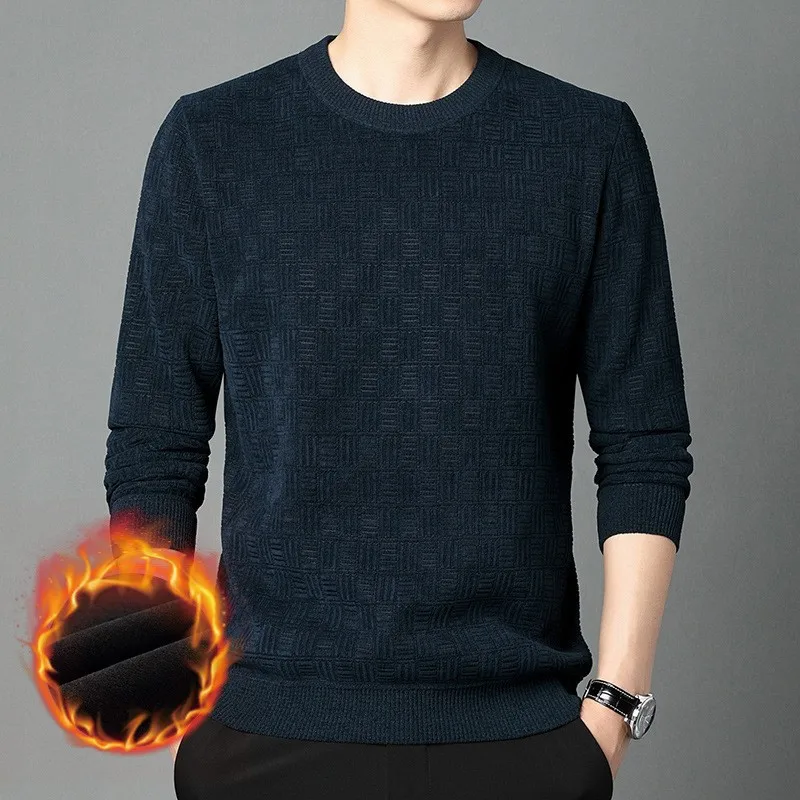 Sweater Men 2025 Casual Winter Fleece Thickened Chenille Warm Pullover Jacquard Knitted Base Shirts O Neck men's Clothing