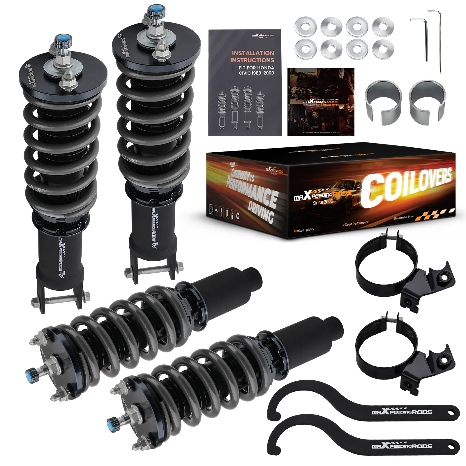 MaXpeedingrods T7 Coilovers Lowering Kit For Honda Civic 92-00 Integra 94-01 STREET Use Shocks