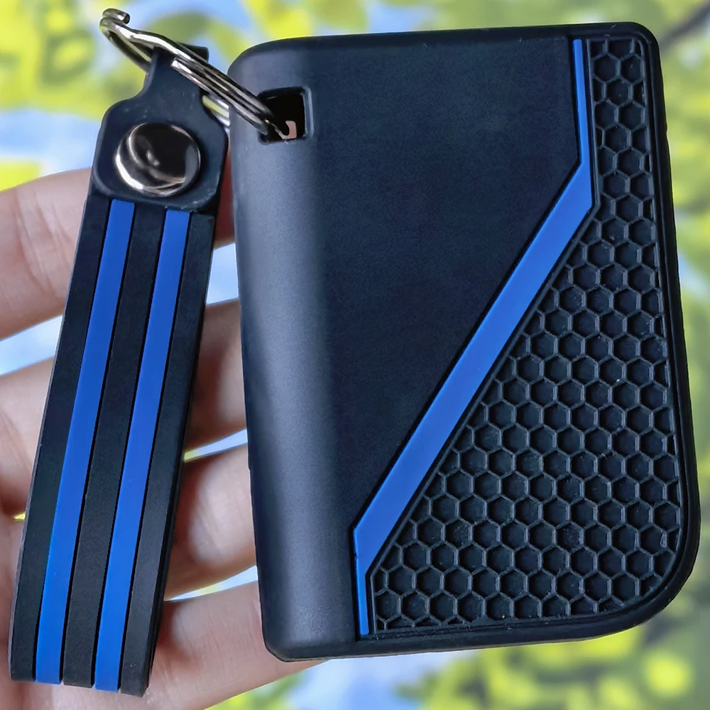 Premium Honeycomb Grooved Silicone Key Fob Protector With Keychain for LYNK&CO 01 02 03 05 06 09 Color Stripe Remote Cover