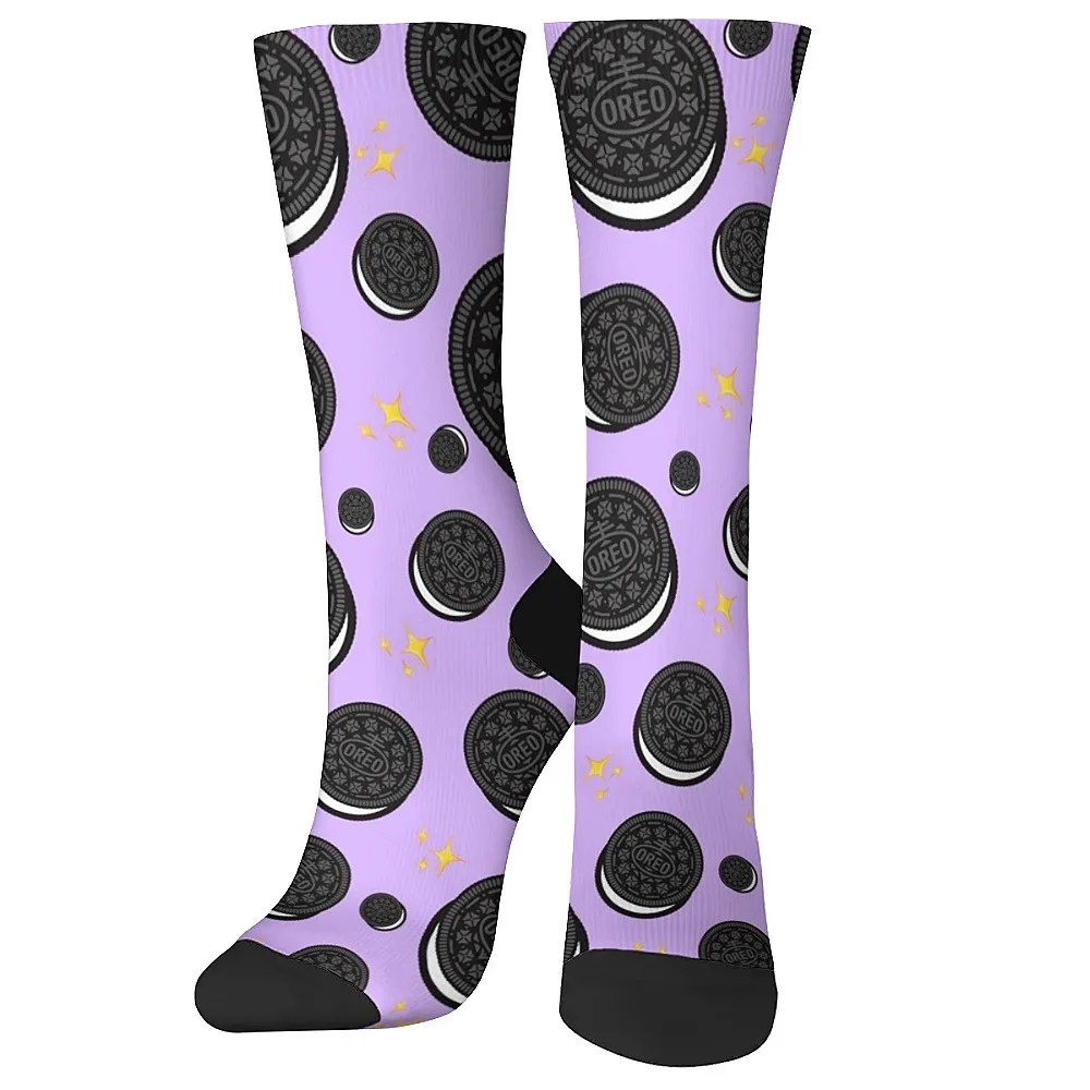Calcetines de tubo medio para hombre con galleta de chocolate, interesantes calcetines de tripulación, calcetines suaves y cómodos, deportes de tendencia casual de hip hop, regalo ideal.