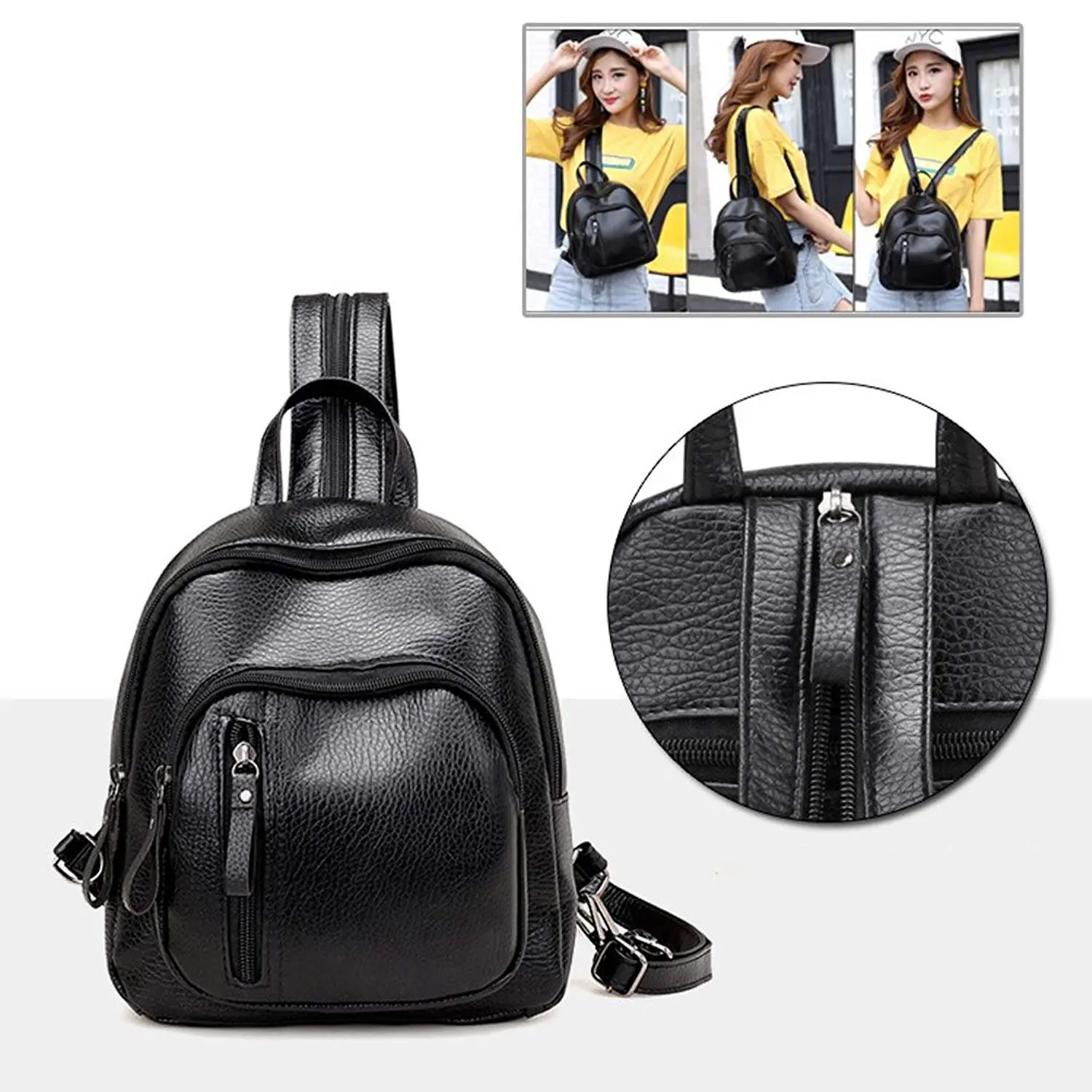 Mini Backpack, Classic PU leather Travel Daypack Shoulder Bag for Women Girls