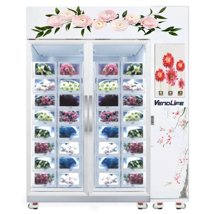 Intelligent Food Drink Snack Flower Locker Vending Machine with Refrigeration System Automatic Retail Storage Kiosk Vendor