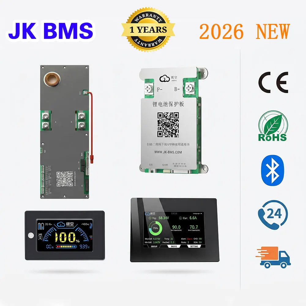 

Jikong Smart BMS PB1A16S10P 8S-16S 24V 48V 100A Active Balancer Bluetooth Lifepo4/Li-ion/LTO for Solar Home RV RS485