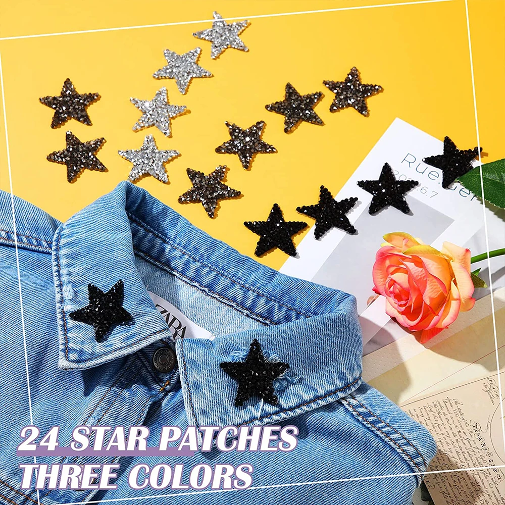 5Pcs 6/8cm Hotfix Star Rhinestone Mixed Embroidered Iron On Patch For Clothing Badge Paste for Clothes Bag Pant Shoes DIY Decor