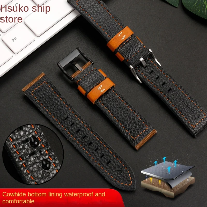 22mm 24mm For Panerai Breitling Hamilton fossil JEEP Black Green Brown canvas Cow leather watch strap Thick Material watchband