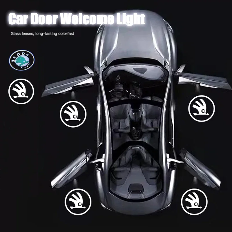 

Для Skoda 4 шт. дверь автомобиля приветственный свет светодиодный HD лампа проектора украшение для Skoda Octavia Superb Rapid Kodiaq Karoq Fabia Kamiq V