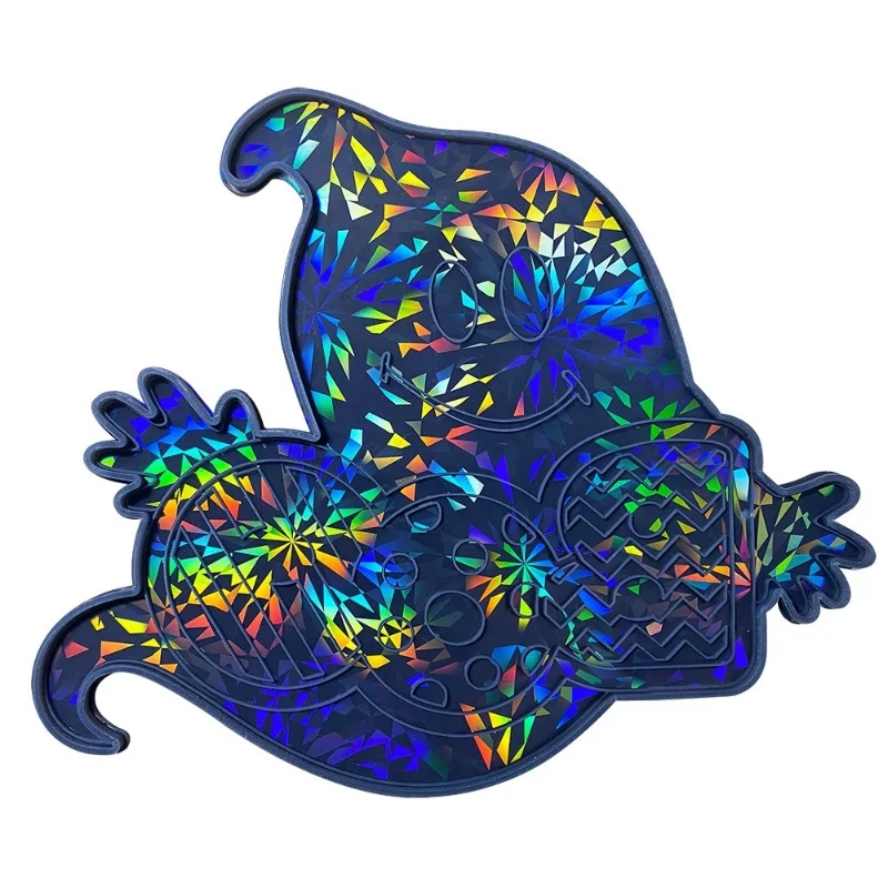 Moule en silicone de plaque de porte laser holographique d'Halloween, décoration faite à la main, ornement de pendentif, moule en résine de cuisson de gâteau, artisanat à la maison, bricolage