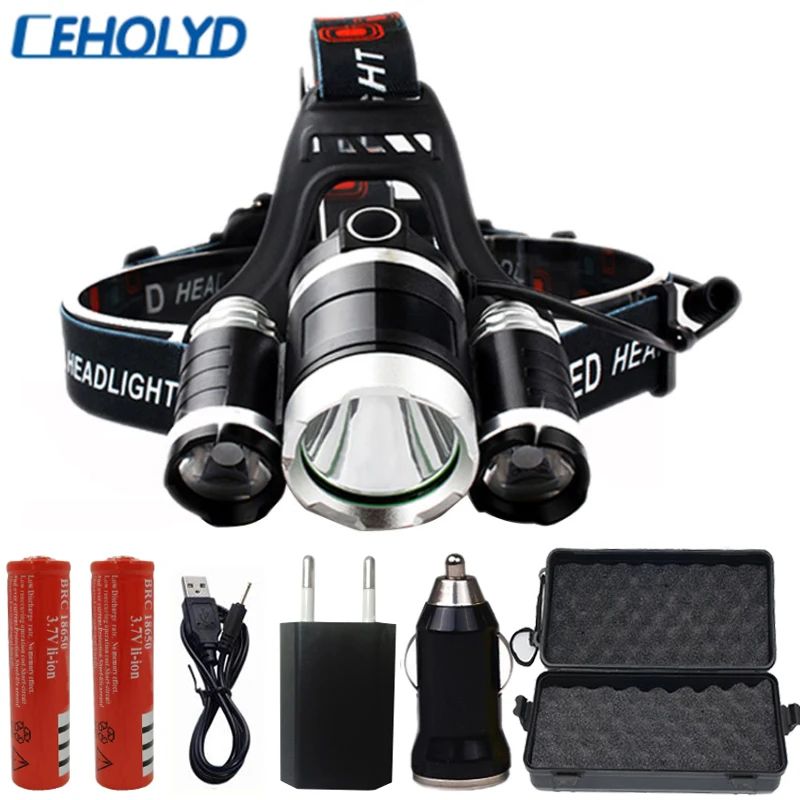 

Z25 Led Fishing HeadLamp Flashlight Torch 3x Xml 3xT6 Not Zoomable Light Yes Rechargerable Bulbs 2x 18650 Battery